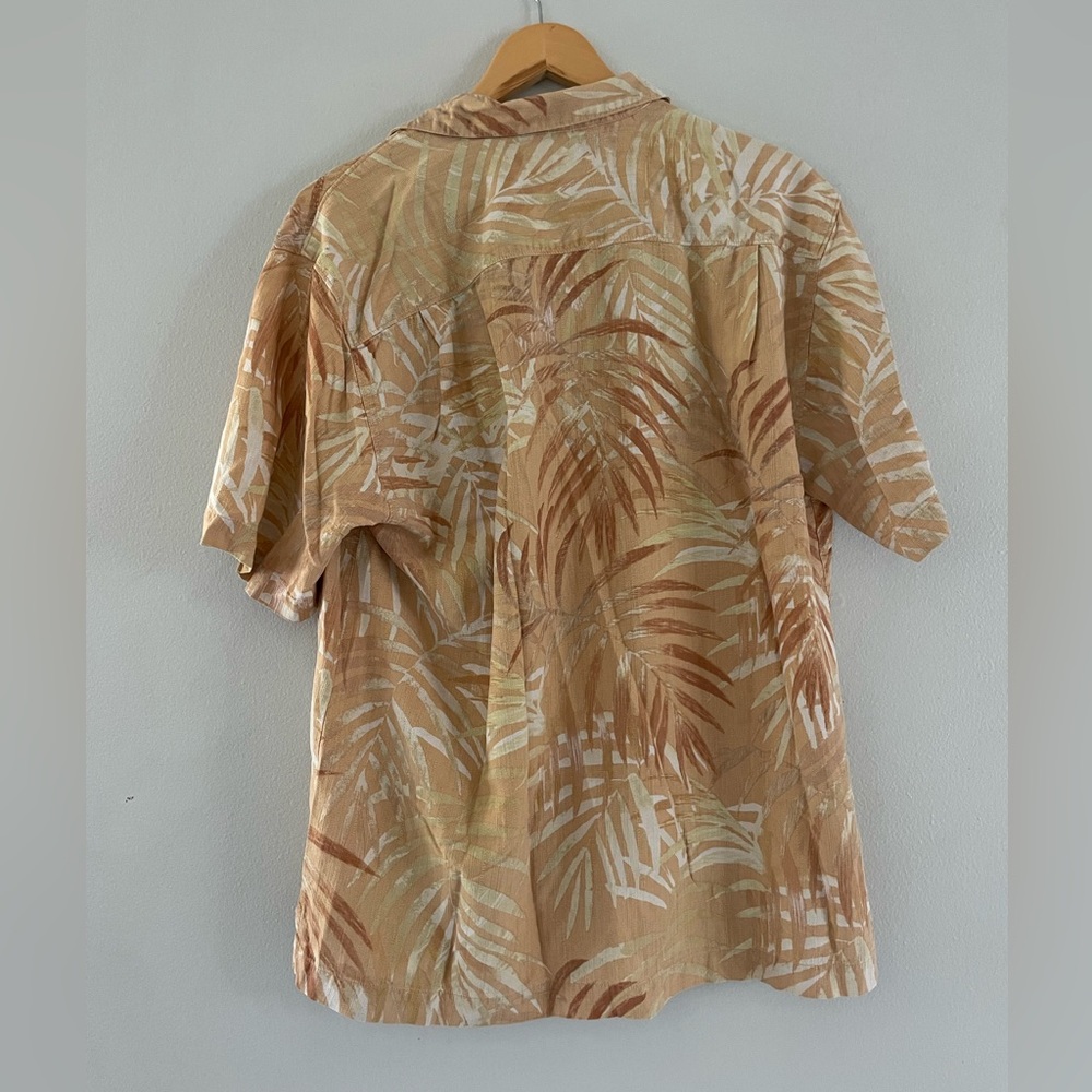 Mens Tommy Bahama Tan & Brown Tropical Silk Shirt - Picture 2 of 4